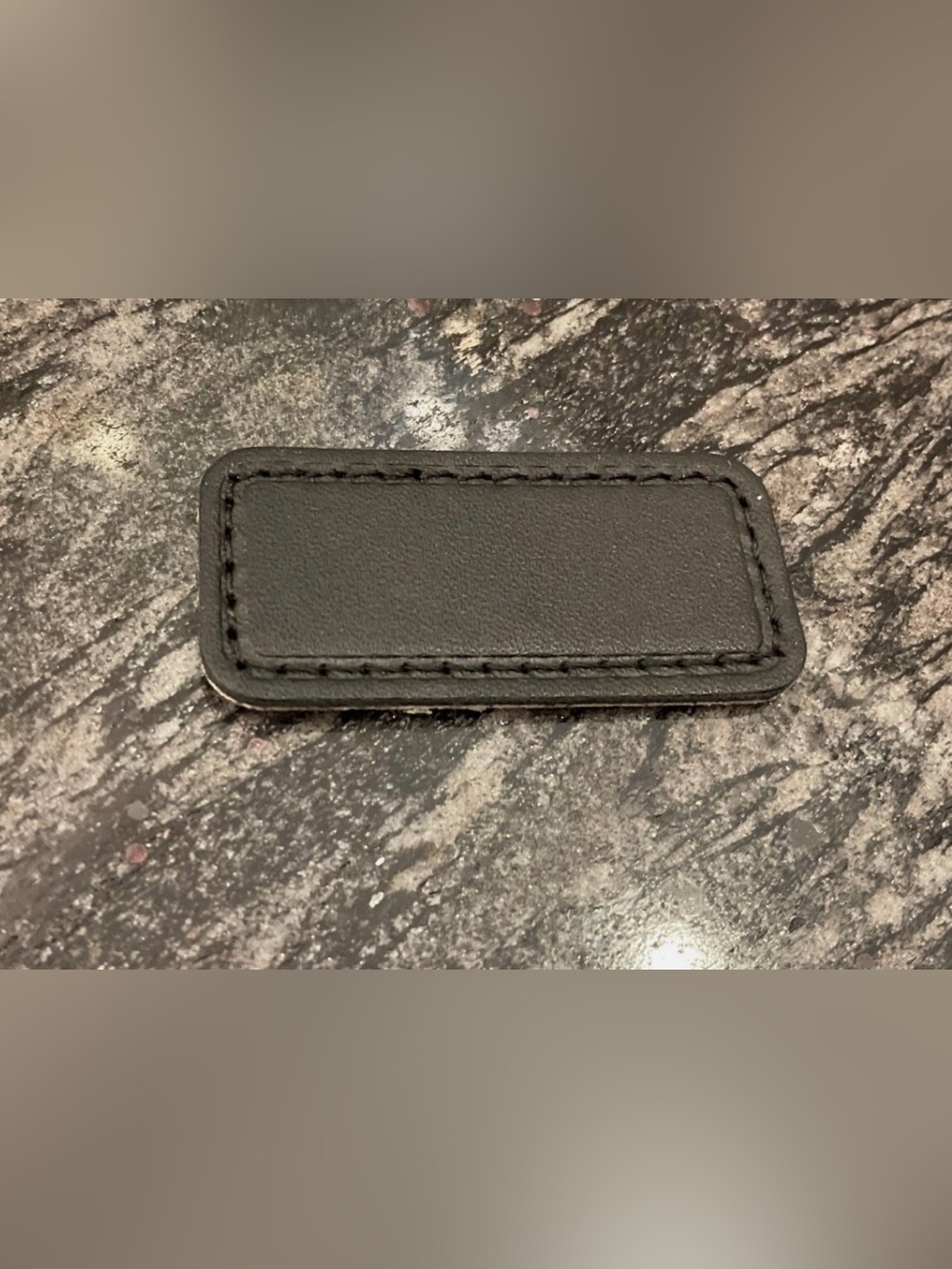 NEW Tumi Extra Small 2.0” x 15/16” Leather Monogram Patch - SOLID BLACK